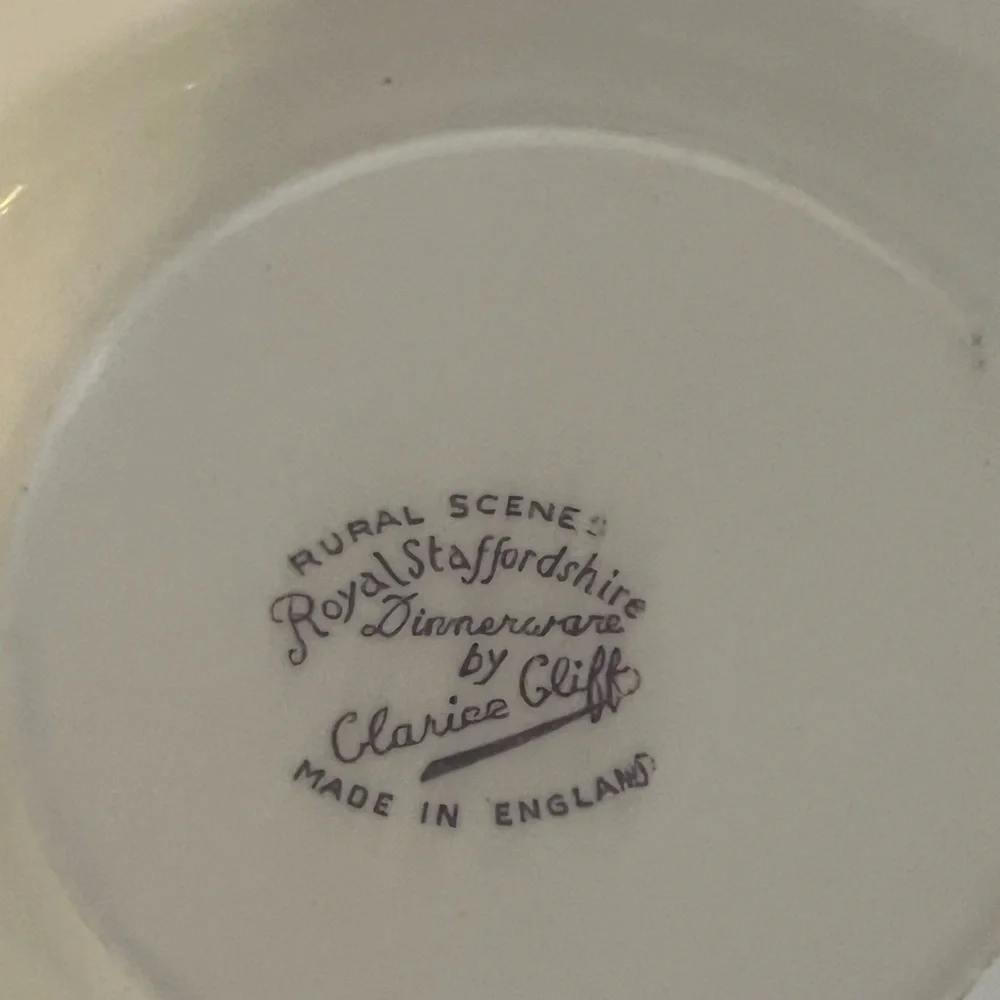 6 Vintage Clarice Cliff PURPLE Dessert Plates - Picture 6 of 8